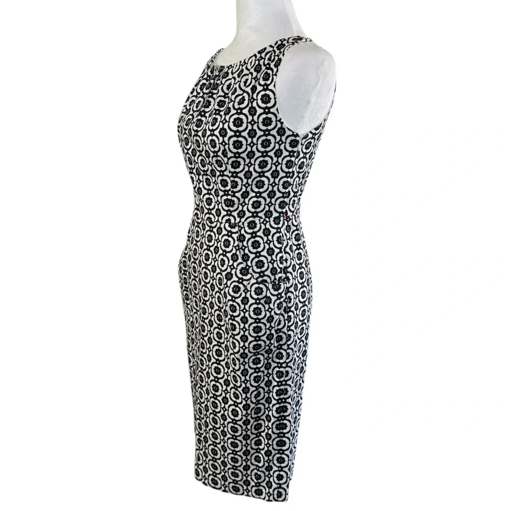 Nine West Black & White Geometric Sheath Dress Sleeveless - Picture 5 of 12